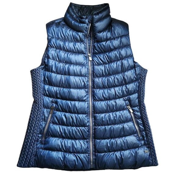 DKNY Sport Puffer Vest Womens Large Premium Duck Down Outerwear Outdoor Navy Blu - Picture 2 of 5